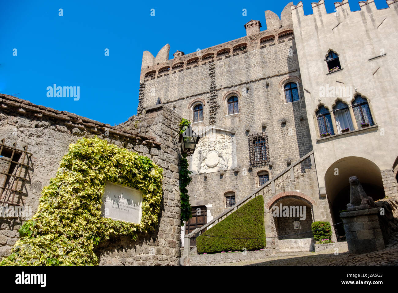 Padova, Italia, Aprile 21 - courtyardof il castello di Monselice Foto Stock