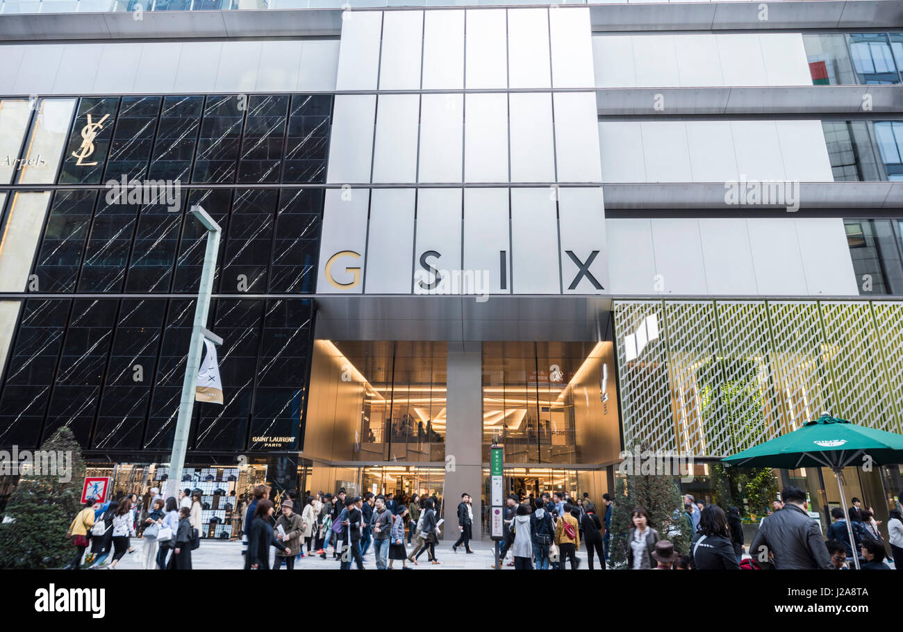 Esterno di Ginza sei edificio, Chuo-Ku, Tokyo, Giappone Foto Stock