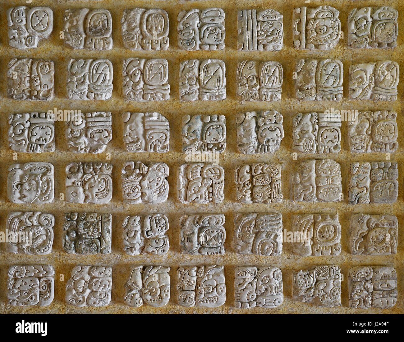 Il classico alfabeto Maya, Messico. Foto Stock