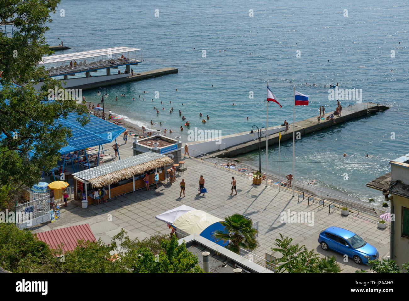 New Scenic 5 posti ad alto angolo di vista spiaggia del terrapieno in spa resort Gaspra in Crimea, Russia. Foto Stock