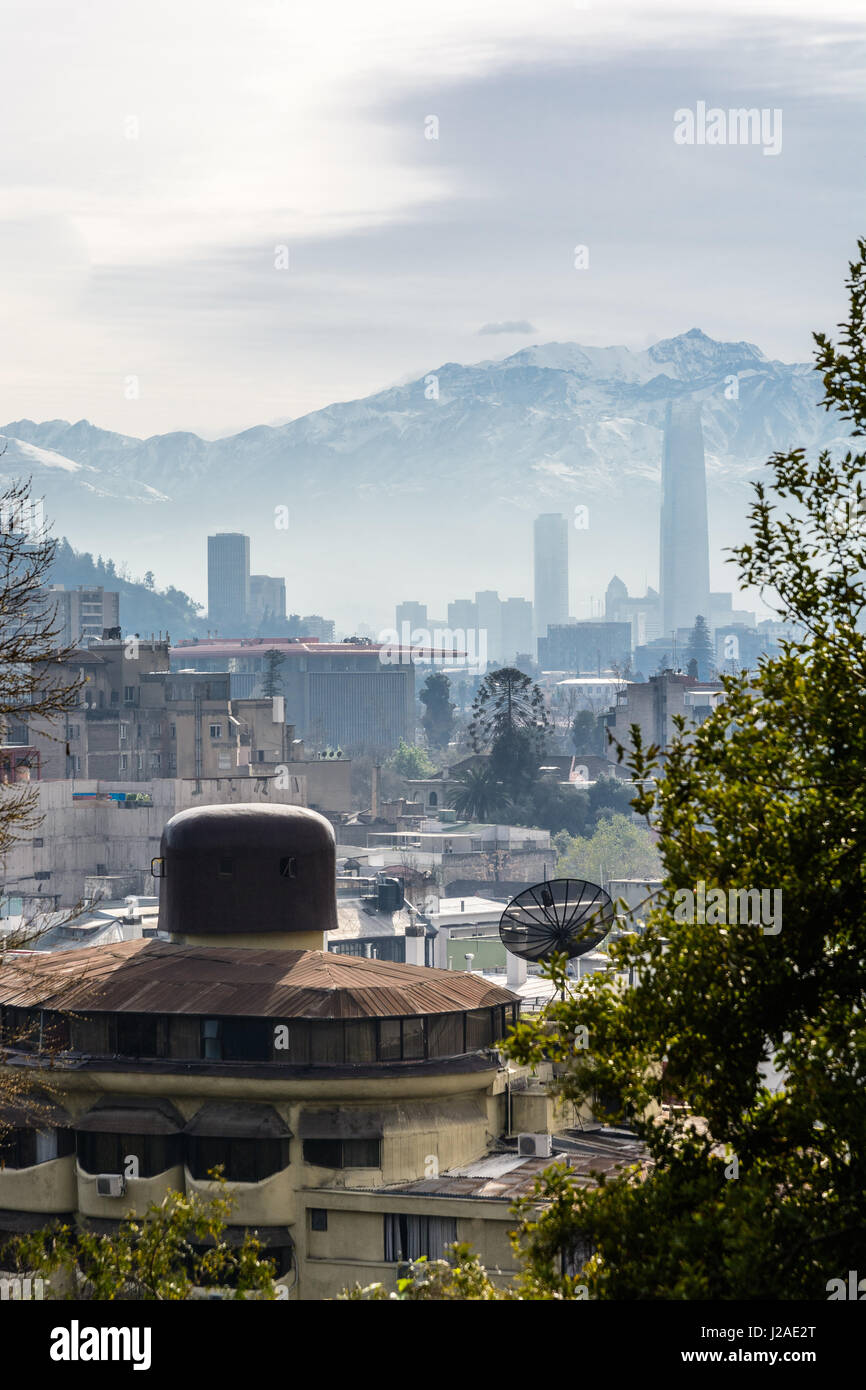Il Cile, Región Metropolitana, Santiago del Cile, vista dal Cerro Santa Lucia per la città Foto Stock