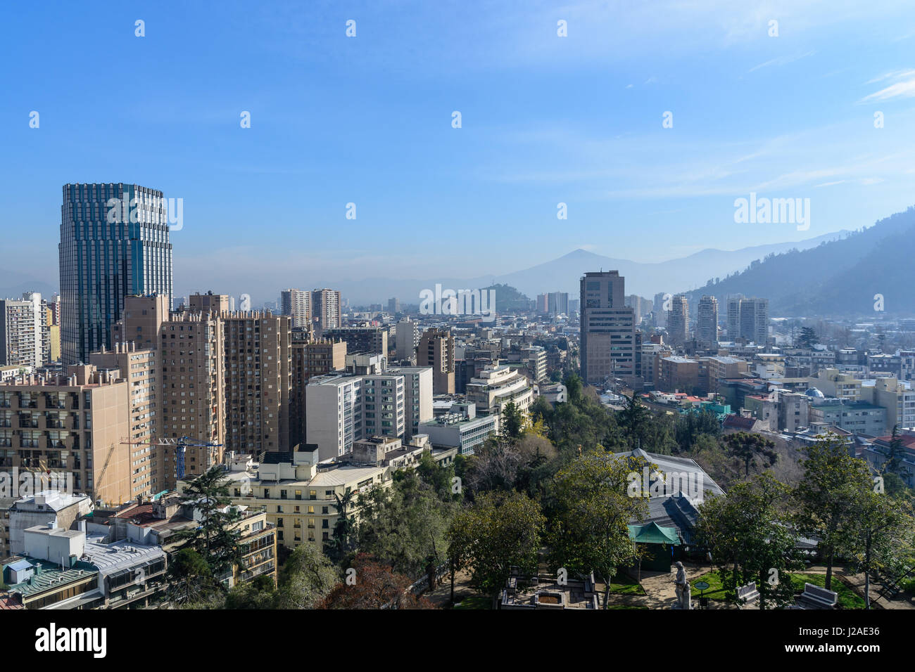 Il Cile, Región Metropolitana, Santiago del Cile, vista dal Cerro Santa Lucia per la città Foto Stock