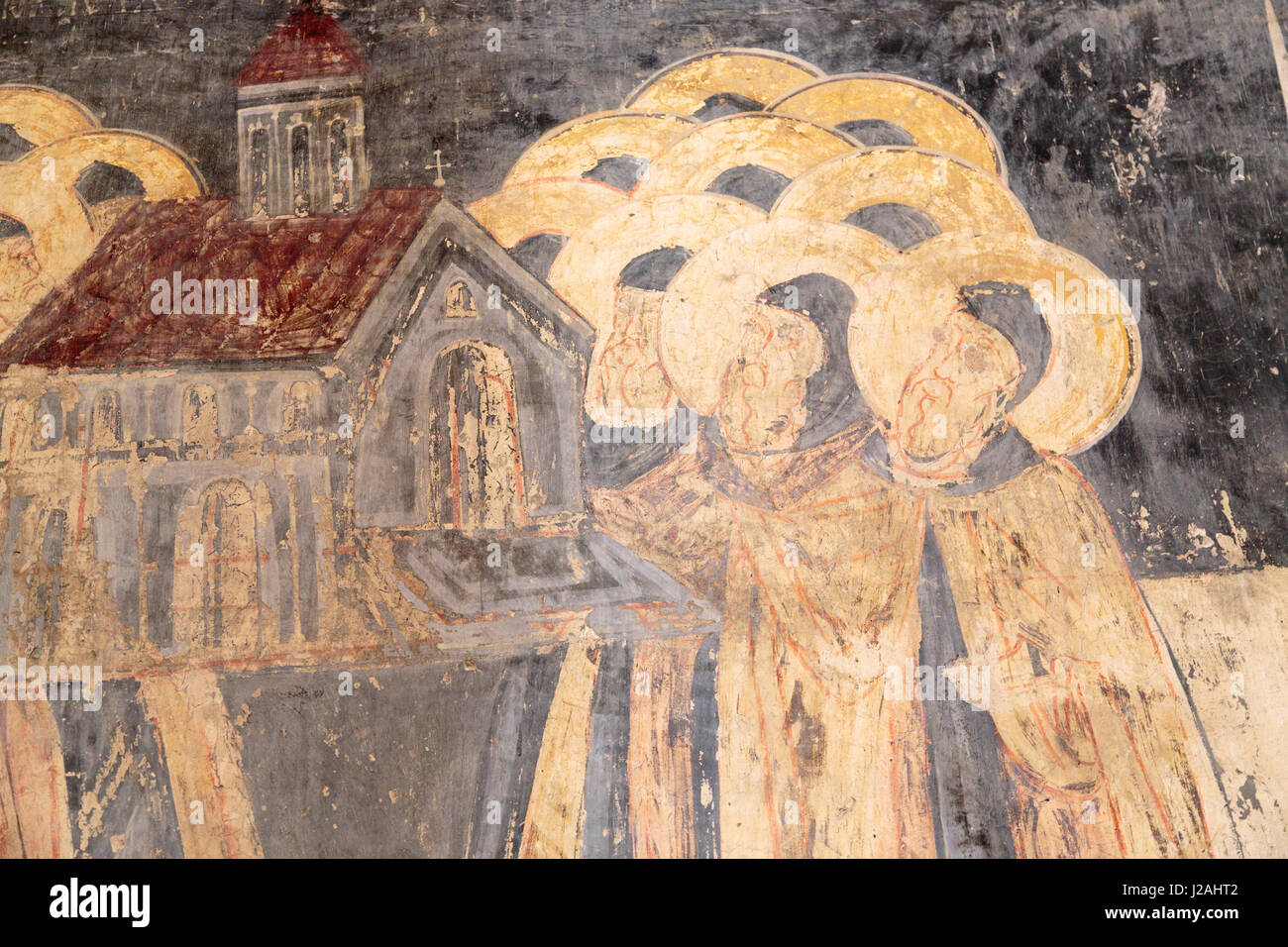 La Georgia, Mtskheta. Arte religiosa nella cattedrale di Svetitskhoveli. Foto Stock