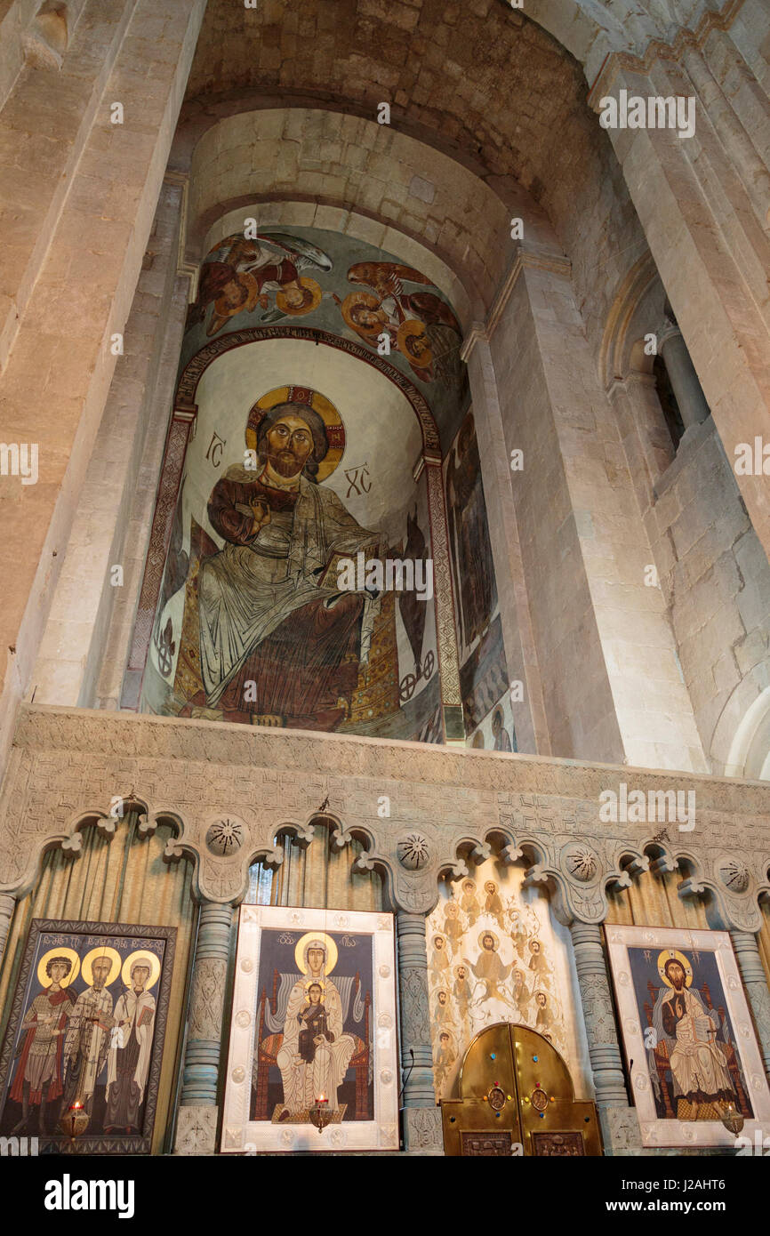 La Georgia, Mtskheta. Arte religiosa nella cattedrale di Svetitskhoveli. Foto Stock
