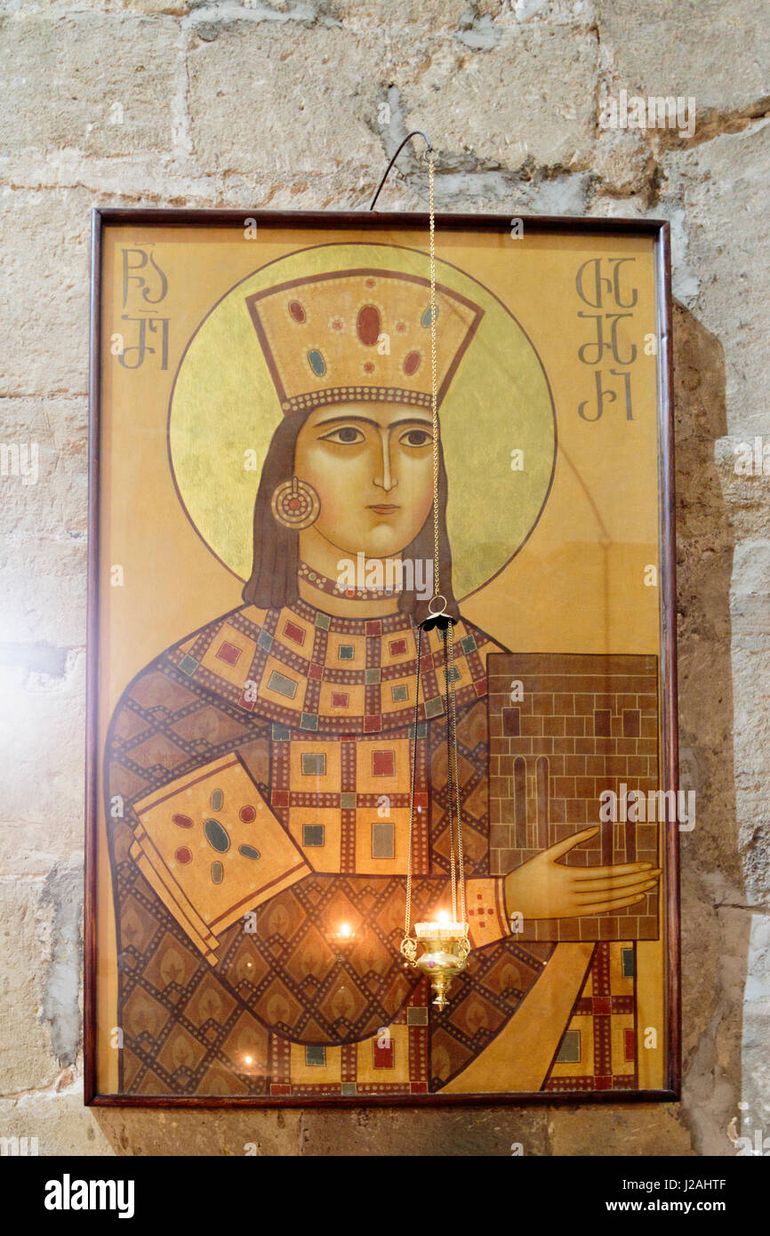 La Georgia, Mtskheta. Arte religiosa nella cattedrale di Svetitskhoveli. Foto Stock