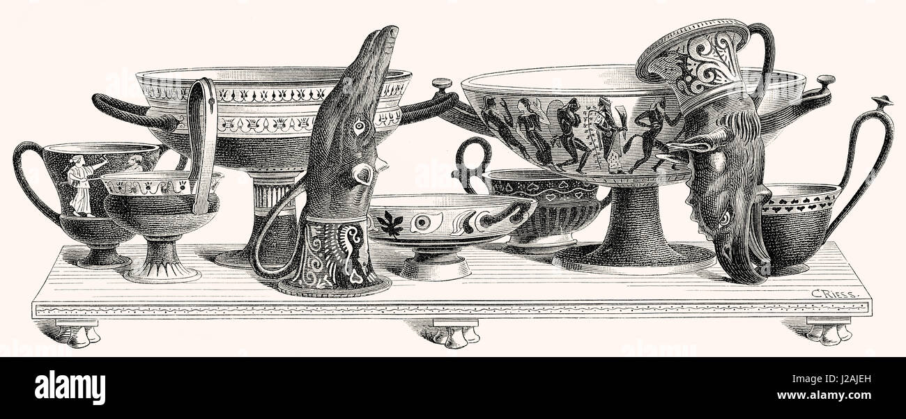 Bocce, tazze e rhytons dalla Grecia antica Foto Stock