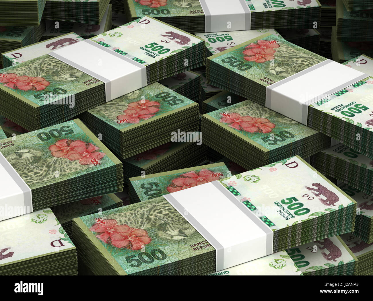 Pila di argentina pesos Foto Stock