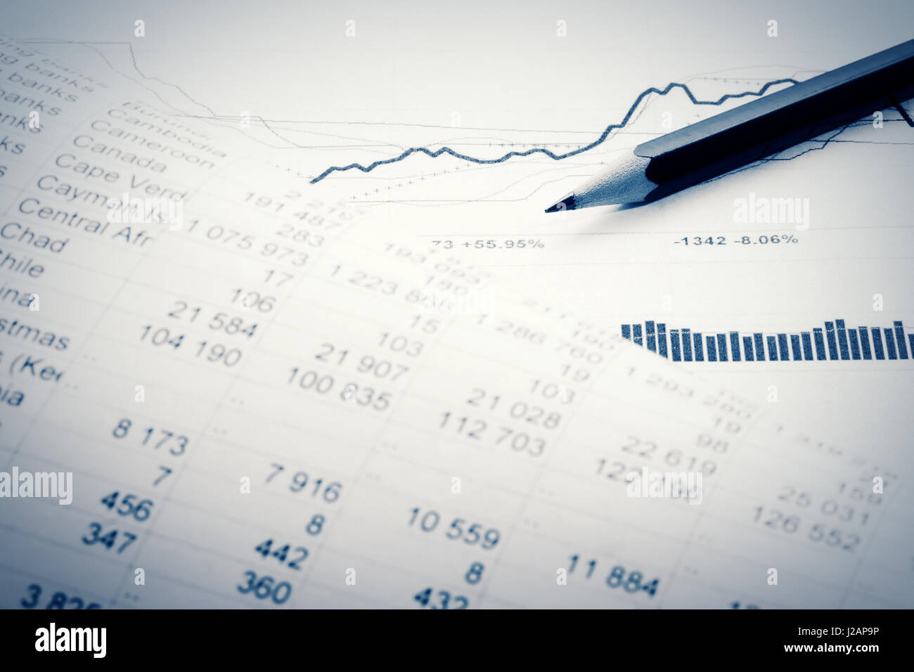 La contabilità finanziaria del mercato azionario analisi grafici Foto Stock