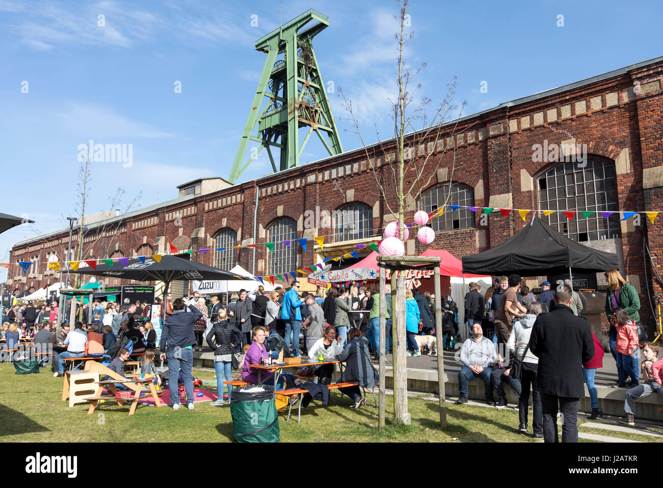 Street food festival, nel chiuso Lohberg colliery, di Dinslaken, Foto Stock
