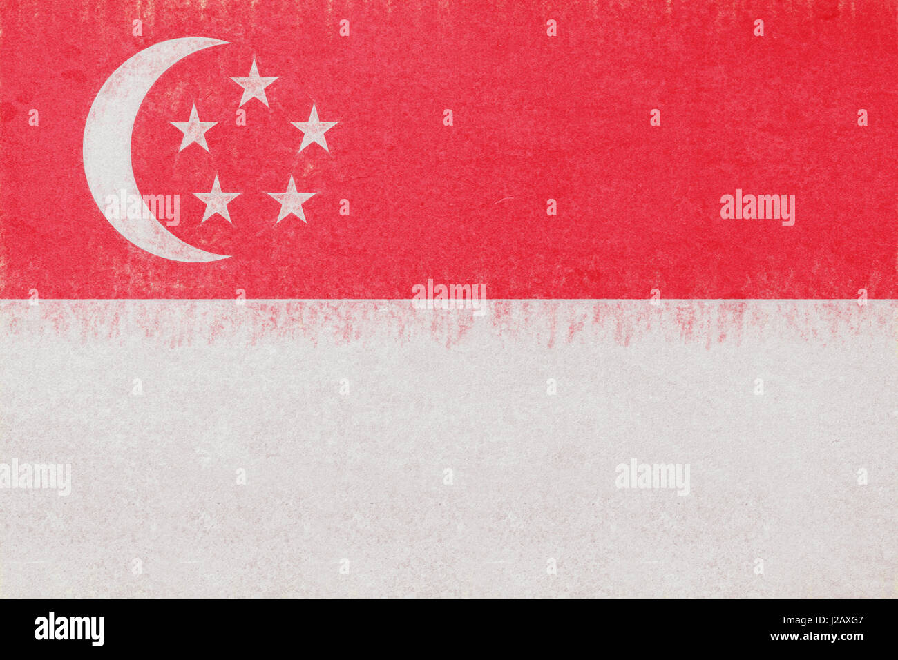 Illustrazione della bandiera di Singapore con un look grunge. Foto Stock