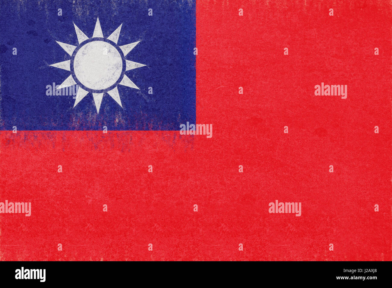 Illustrazione della bandiera di Taiwan con un look grunge. Foto Stock