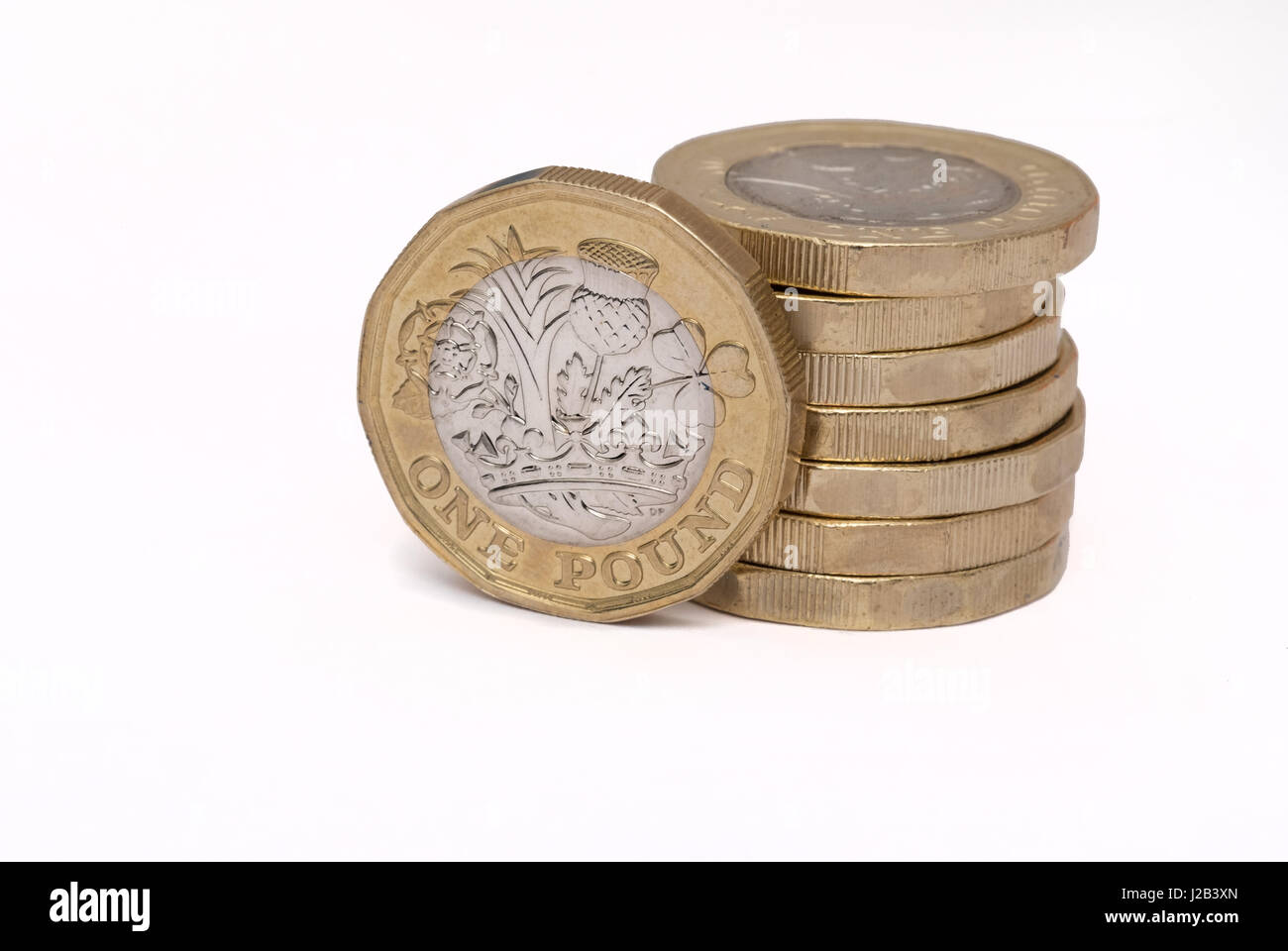Pila di nuovo cancelletto di monete Foto Stock