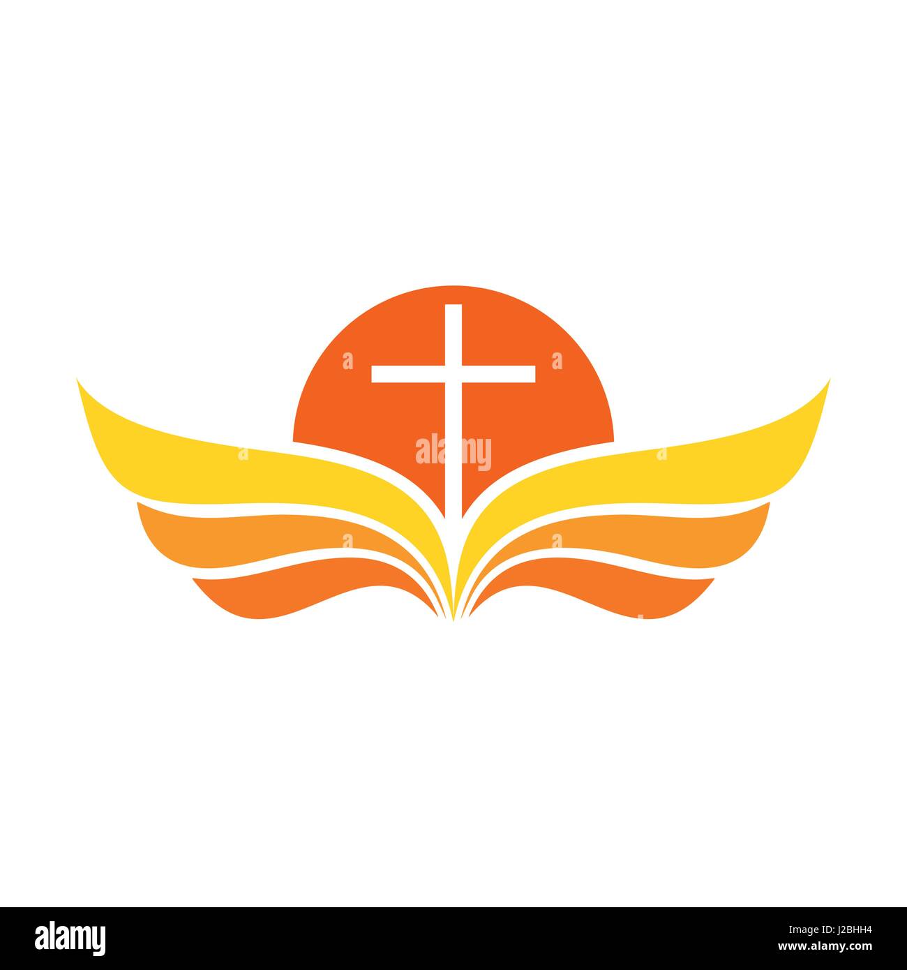 Logo della chiesa. La croce di Gesù e le ali Illustrazione Vettoriale
