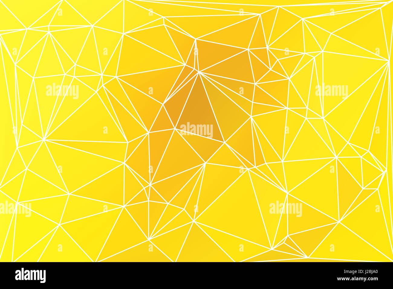 Giallo oro brillante abstract bassa poli geometrico con sfondo bianco maglia triangolare. Illustrazione Vettoriale