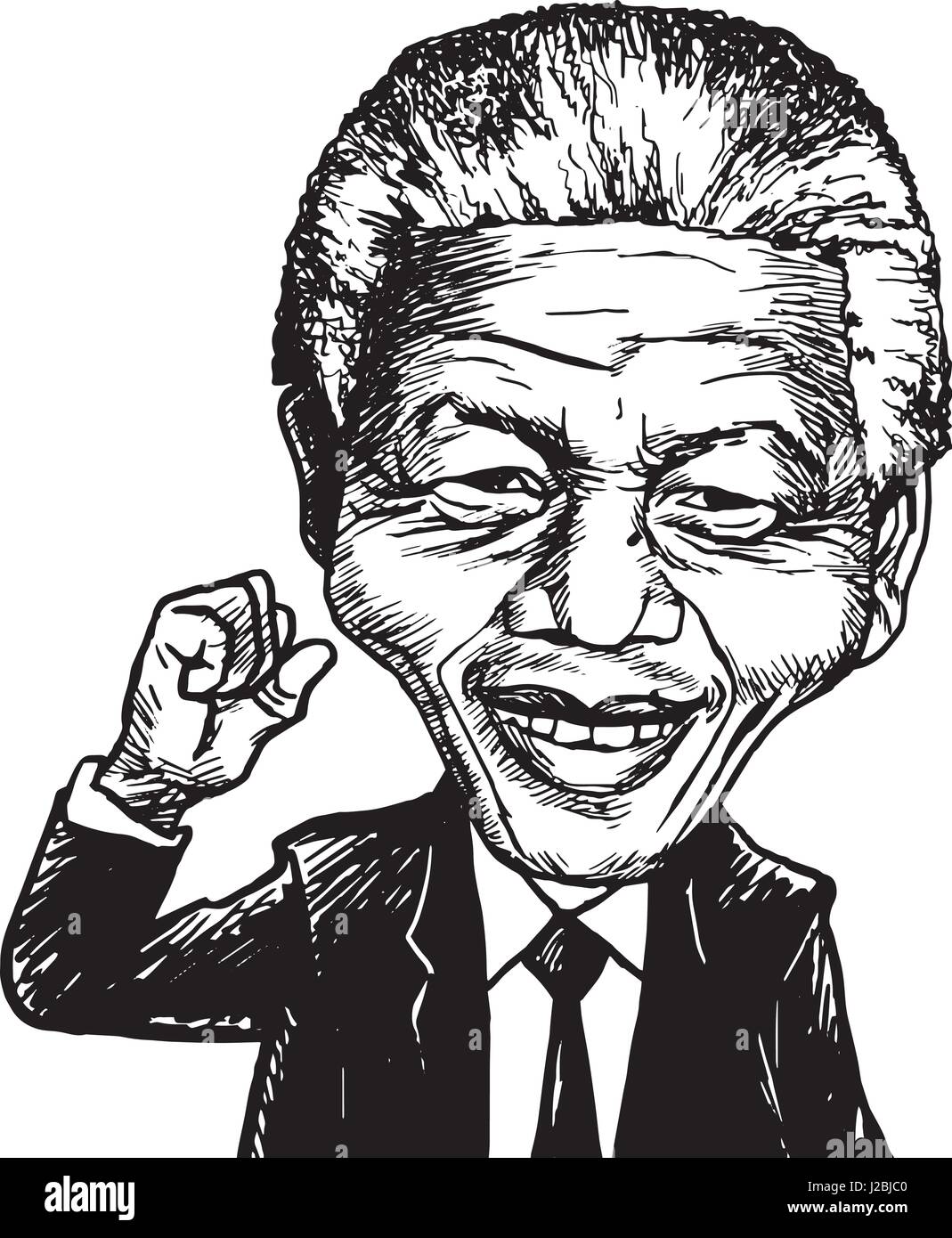 Madiba Nelson Mandela caricatura Cartoon illustrazione vettoriale Illustrazione Vettoriale