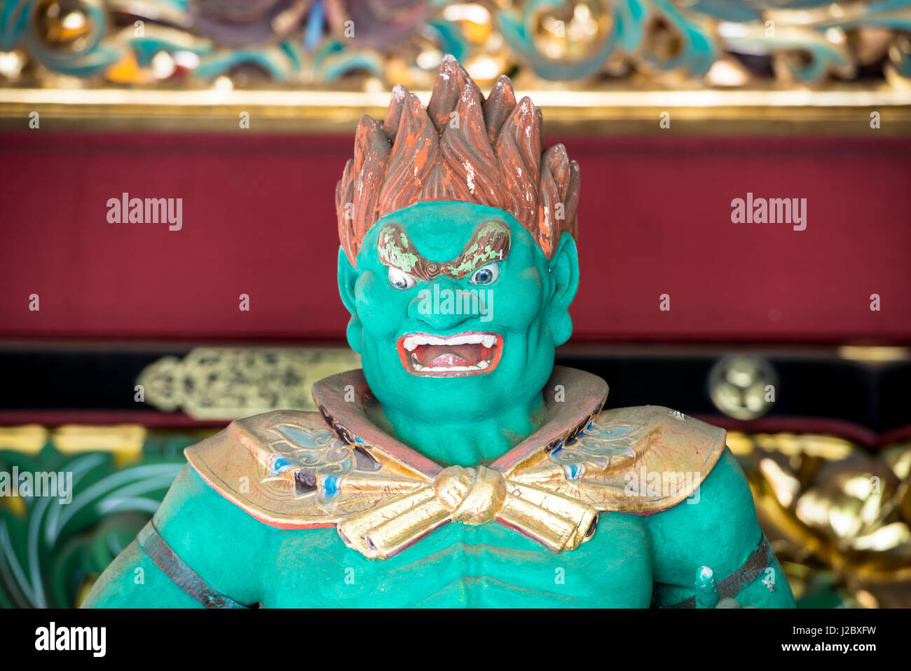 La faccia del fuoco dio, (nessun suggerimento), in un tempio giapponese (formato di grandi dimensioni disponibili) Foto Stock