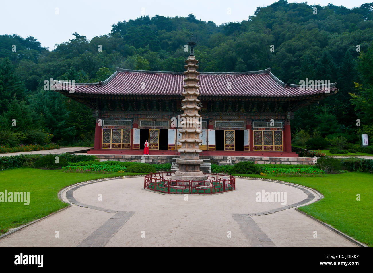 Pohyon buddista-tempio, Monte Myohyang-san, Corea del Nord Foto Stock