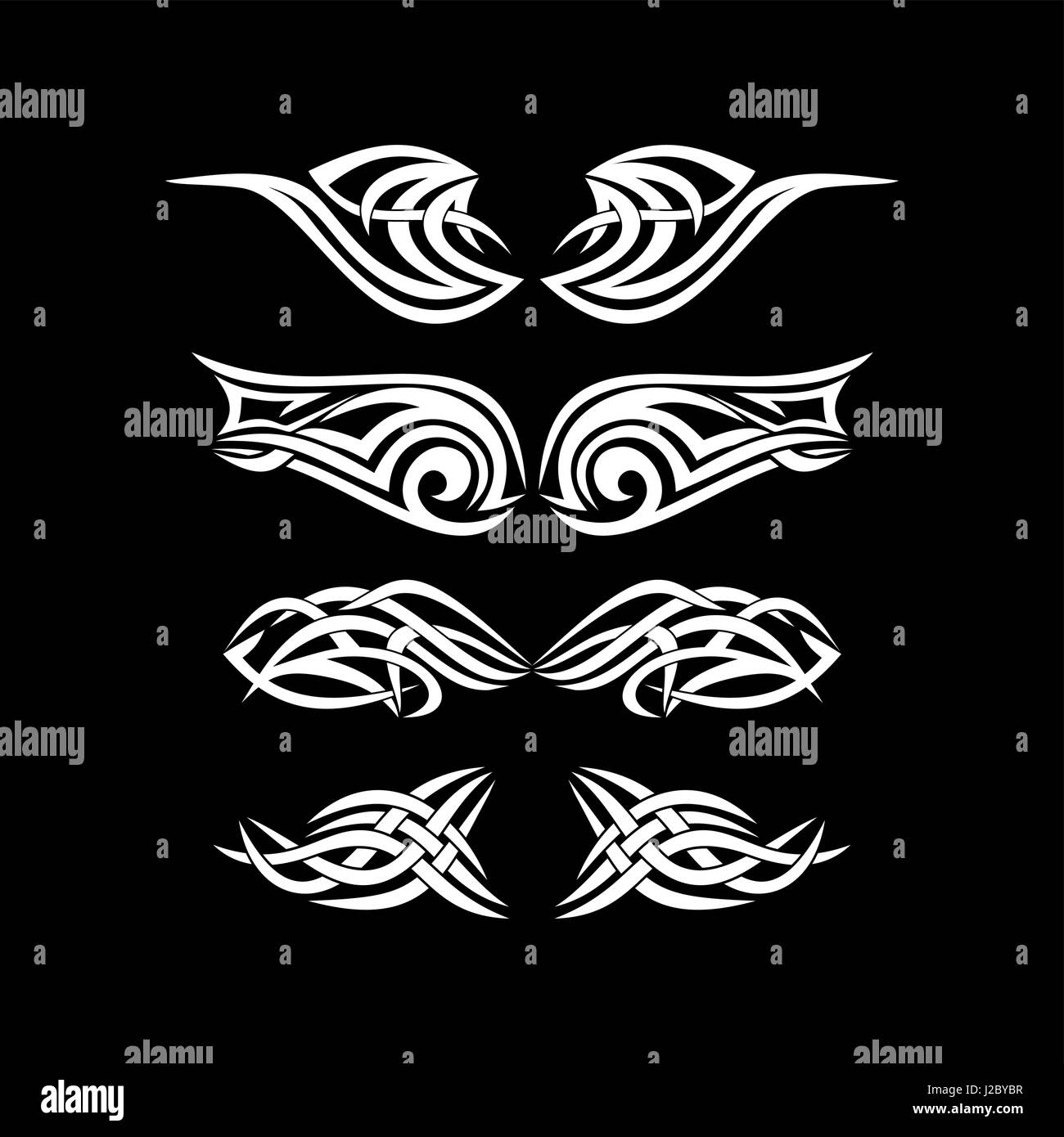 Il gotico e il tatuaggio di marchi. Simboli cristiani. Le ali dello Spirito Santo. Illustrazione Vettoriale