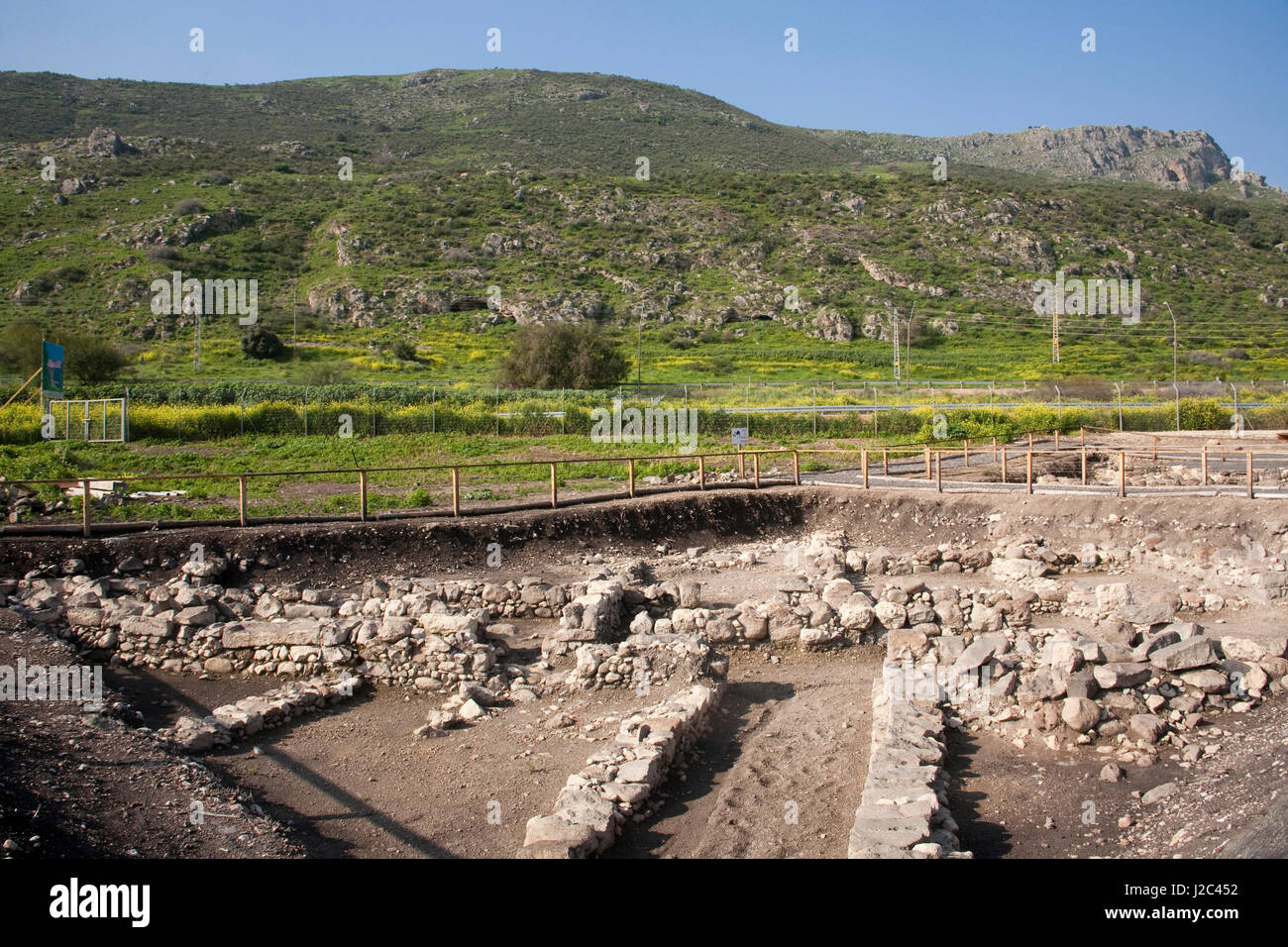 Antichi reperti archeologici da tempi biblici a Magdala Parco Archeologico sulla riva del mare di Galilea, Israele. Foto Stock