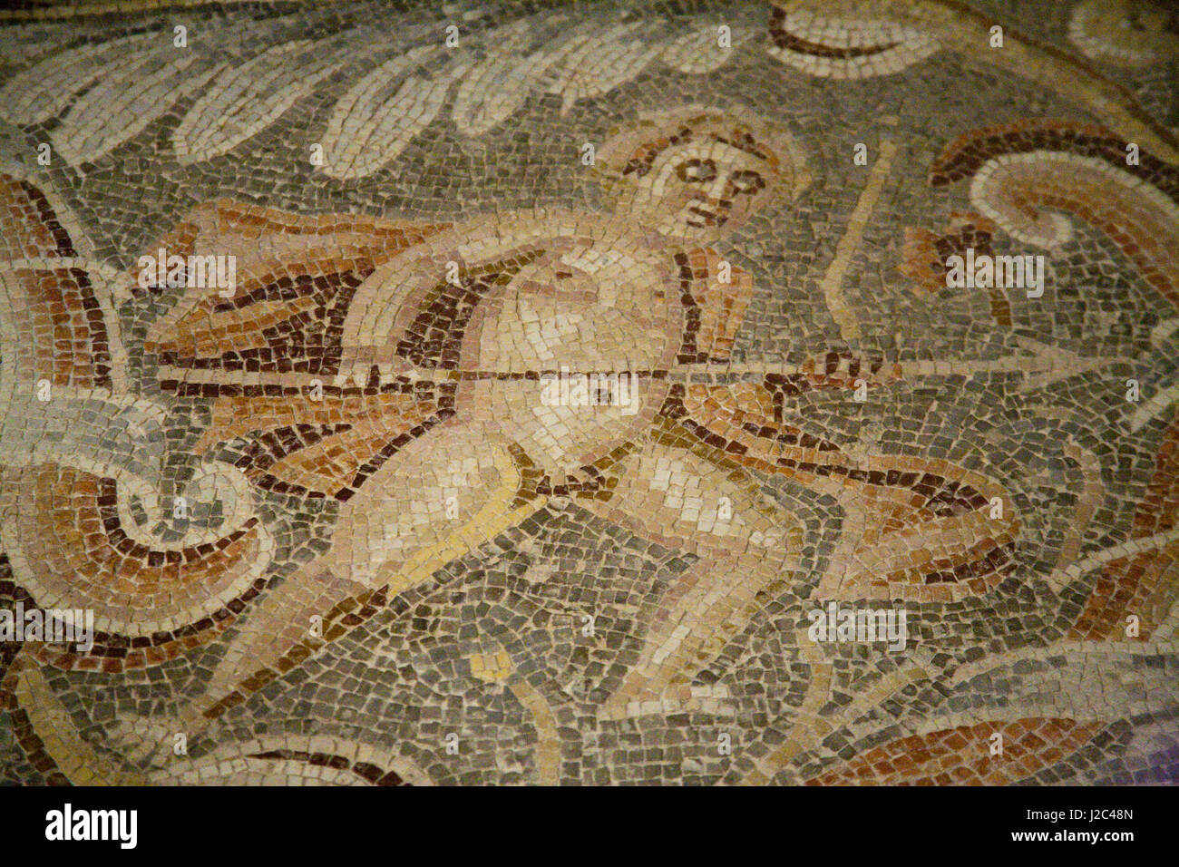 Close-up di un murale in piastrelle, Israele Museo Nazionale, a Gerusalemme, Israele Foto Stock