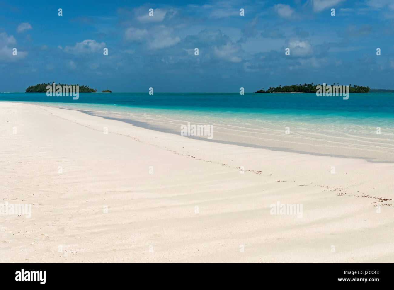 Spiaggia di Tekopua, atollo di Aitutaki, Isole Cook Foto Stock