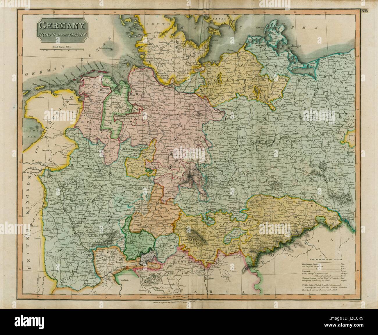 " La Repubblica federale di Germania, al nord di Mayne' (principale). La Prussia Hanover in Sassonia. THOMSON 1817 mappa Foto Stock