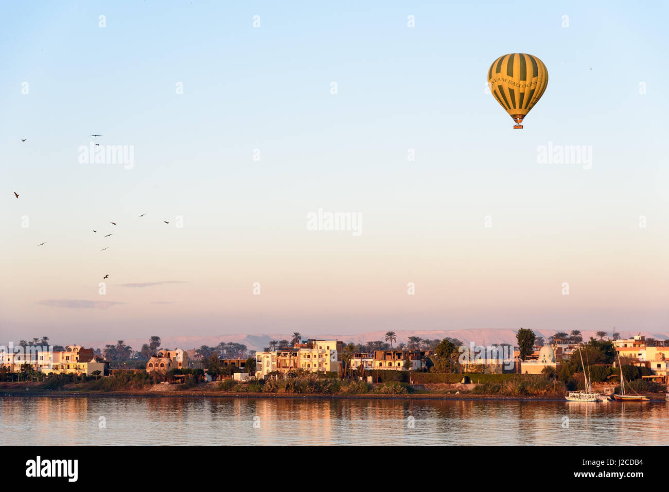 Egitto Luxor Gouvernement, Luxor, vista dalla nave da crociera Foto Stock