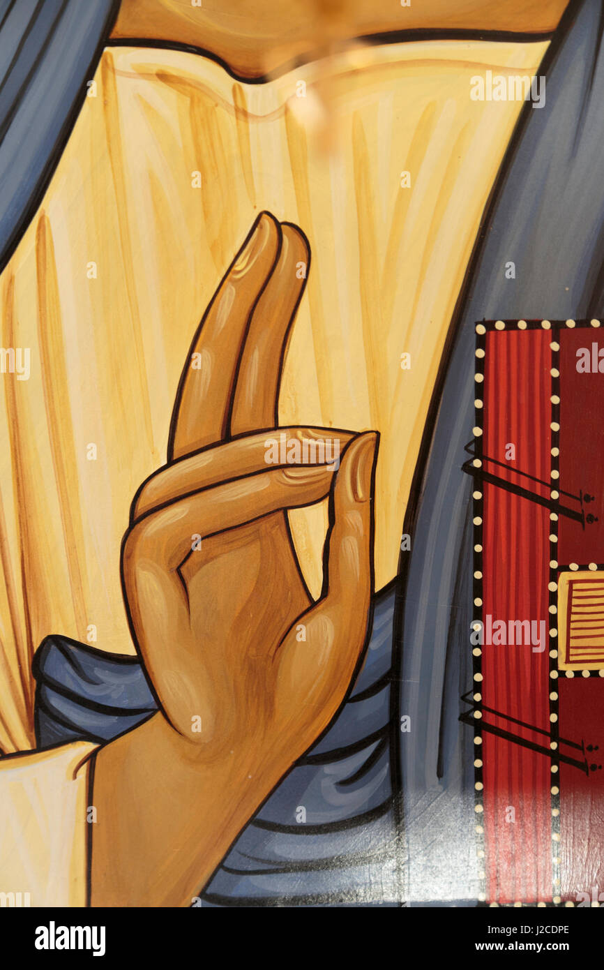 La Georgia, Kakheti. Arte religiosa presso la David Gareja monastero. Foto Stock