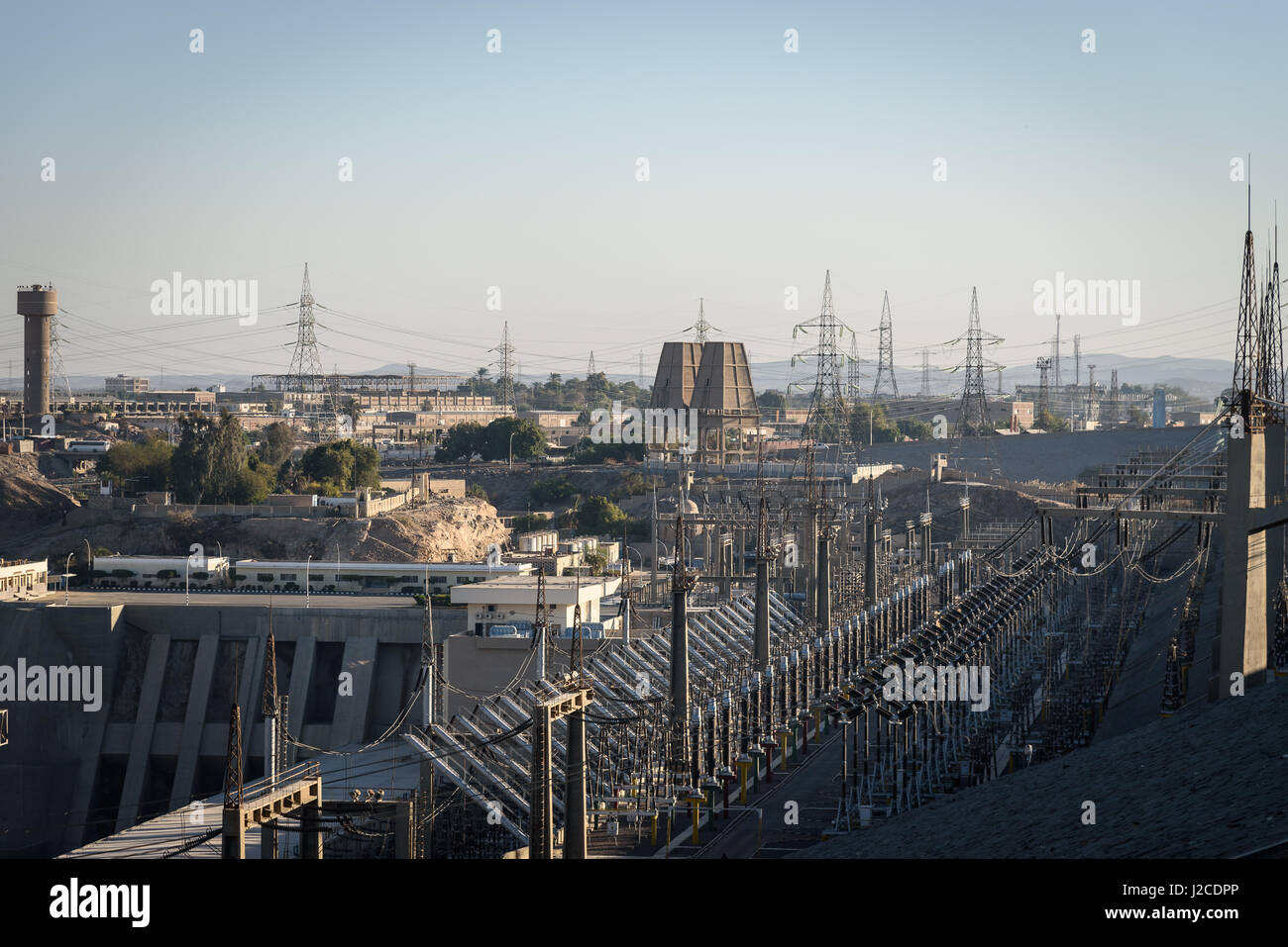 Egitto, Aswan Gouvernement, Aswan, la diga di Assuan, che pervade il lago Nasser Foto Stock
