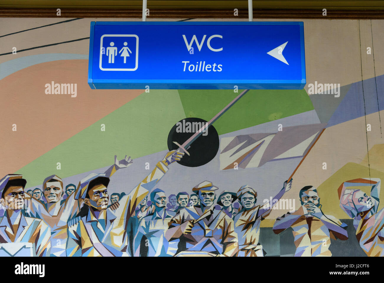 Capo Verde, Sal, il principale aeroporto internazionale di Capo Verde è il Sal. Un artista dipinse l'aeroporto in stile socialista Foto Stock