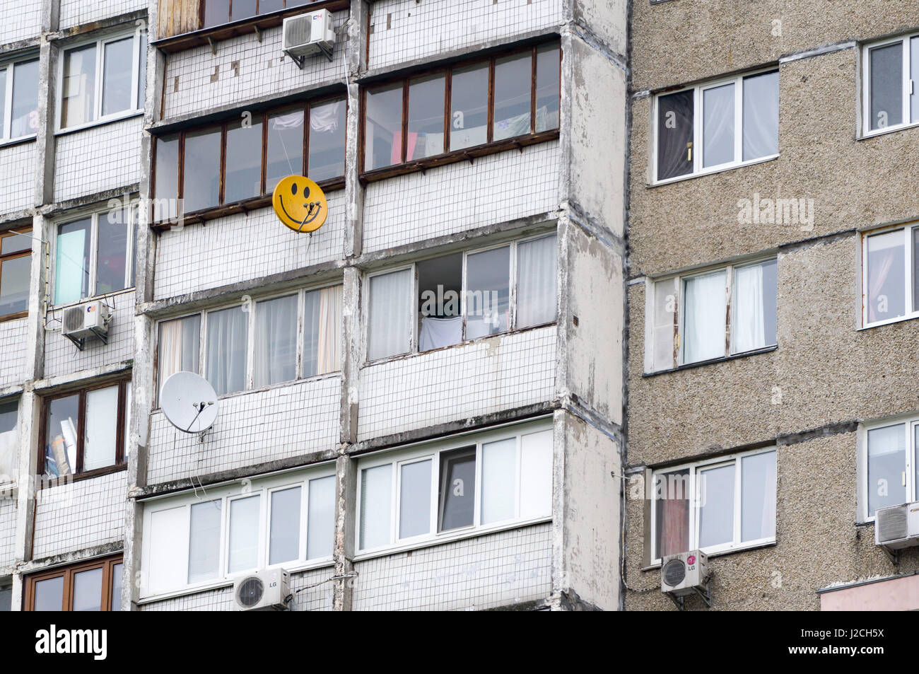 Ucraina, città di Kiev, Kiev, casa residenziale nel quartiere Obolon Foto Stock