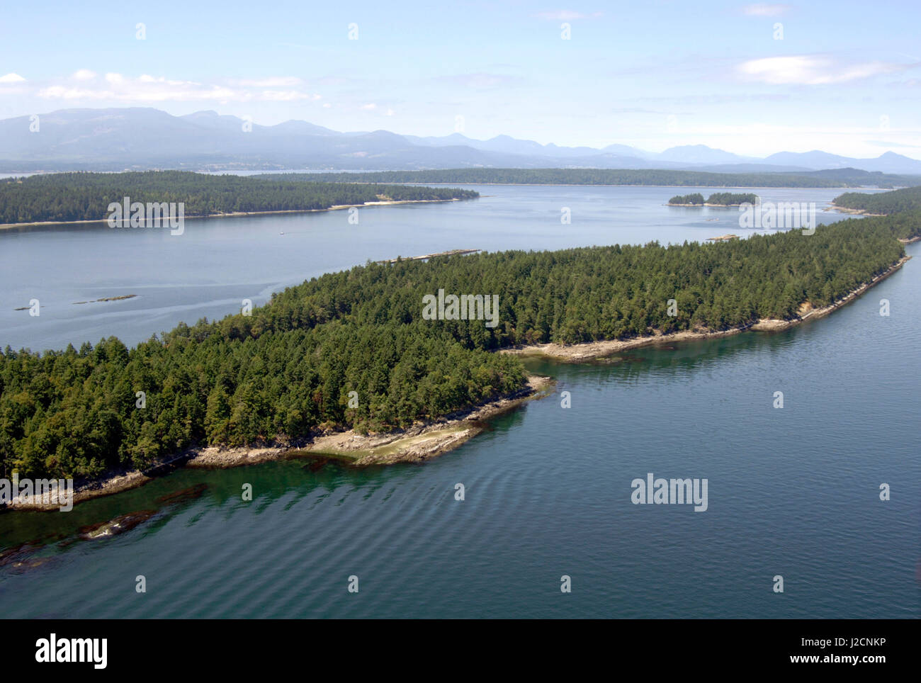 Canada, British Columbia, isole del golfo, Wallace isola. Foto aerea di Wallace Marina Isola parco provinciale Foto Stock