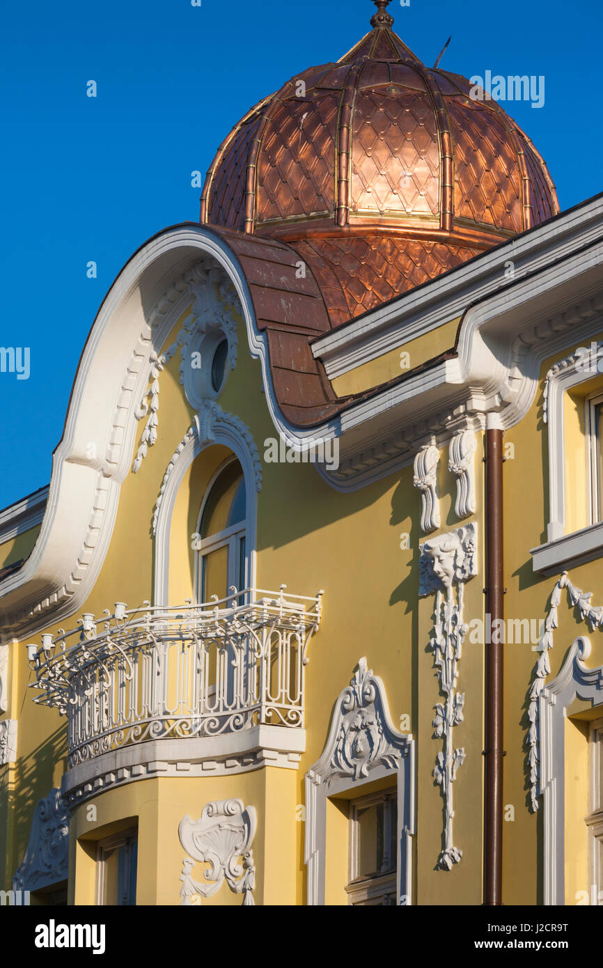 La Bulgaria, la costa del Mar Nero, Burgas, edificio Jugendstil dettaglio Foto Stock