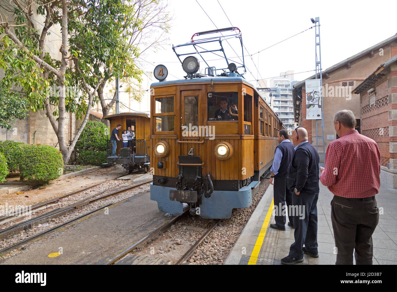 Tren de Sóller, Plaça d'Espanya stazione ferroviaria, Palma de Mallorca, Spagna Foto Stock