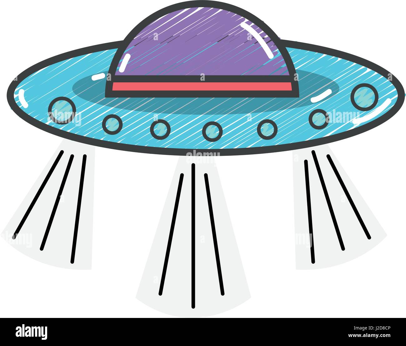 Ufo nella galassia di spazio e misteriosa creazione Illustrazione Vettoriale