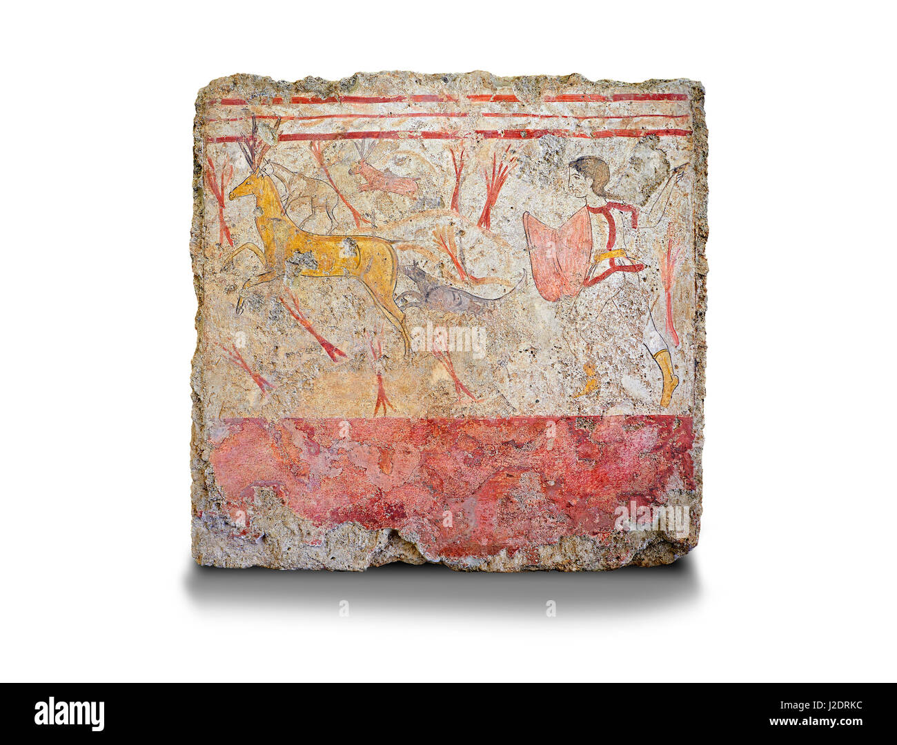 Lucano affresco dipinto della tomba di un uomo a caccia di cervi . Paestrum, Andriuolo. Tomba n. 18. ( 370-360 BC ) Foto Stock