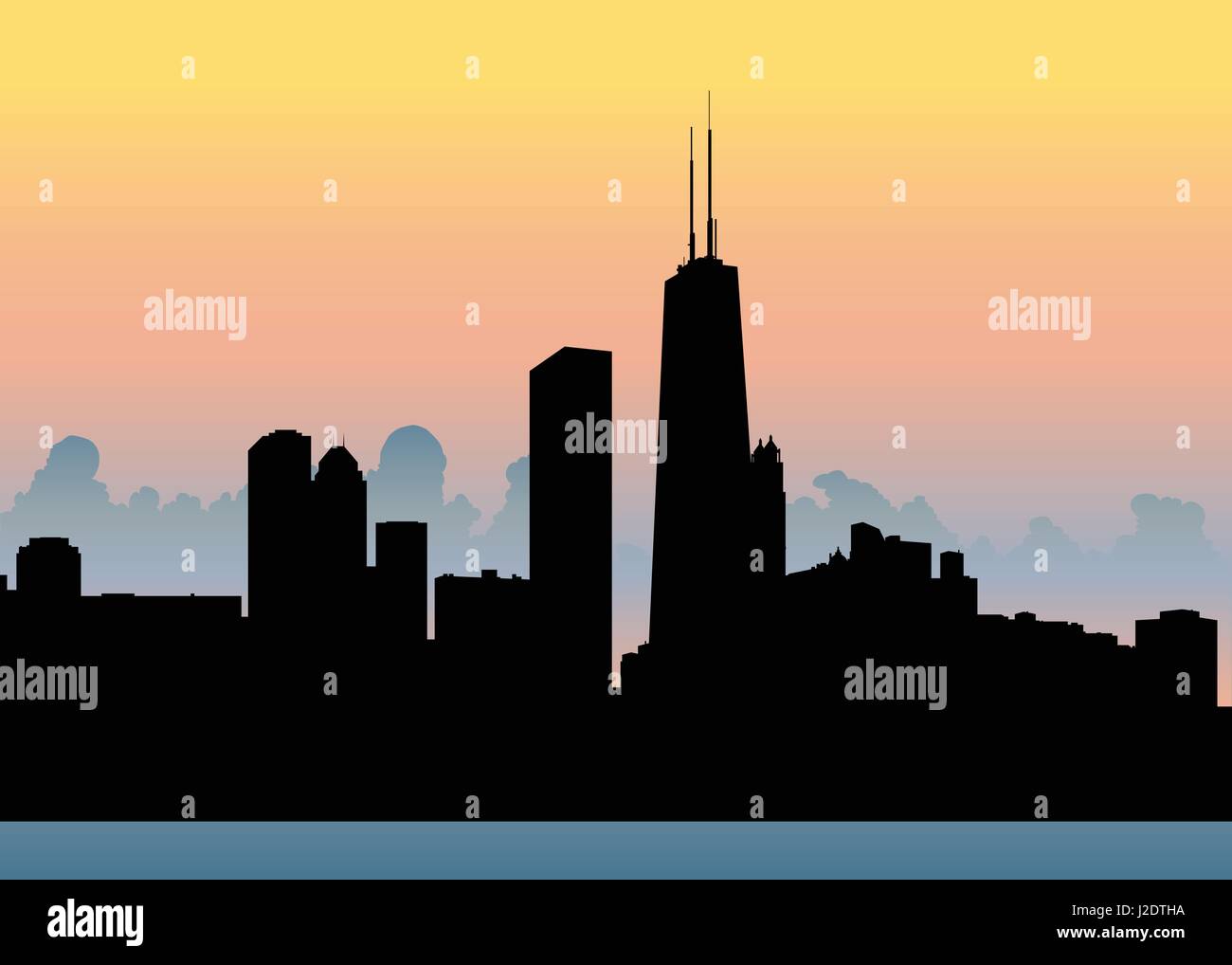 Silhouette skyline della città di Chicago, Illinois, Stati Uniti d'America. Illustrazione Vettoriale