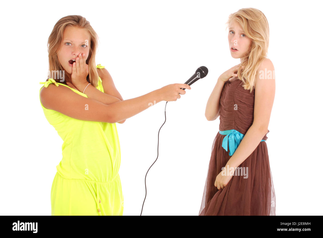 La ragazza adolescente intervista isolati su sfondo bianco Foto Stock