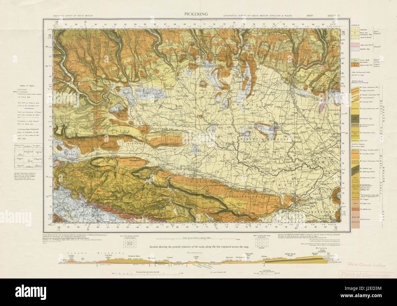 Pickering geological survey foglio 53 North York Moors Howardian Hills 1967 mappa Foto Stock