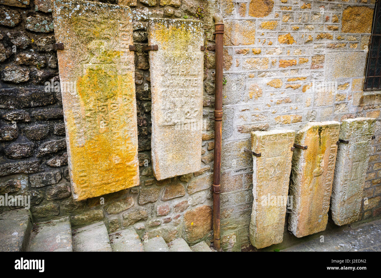 Tavolette di pietra, Mont Saint-Michel, Normandia, Francia Foto Stock