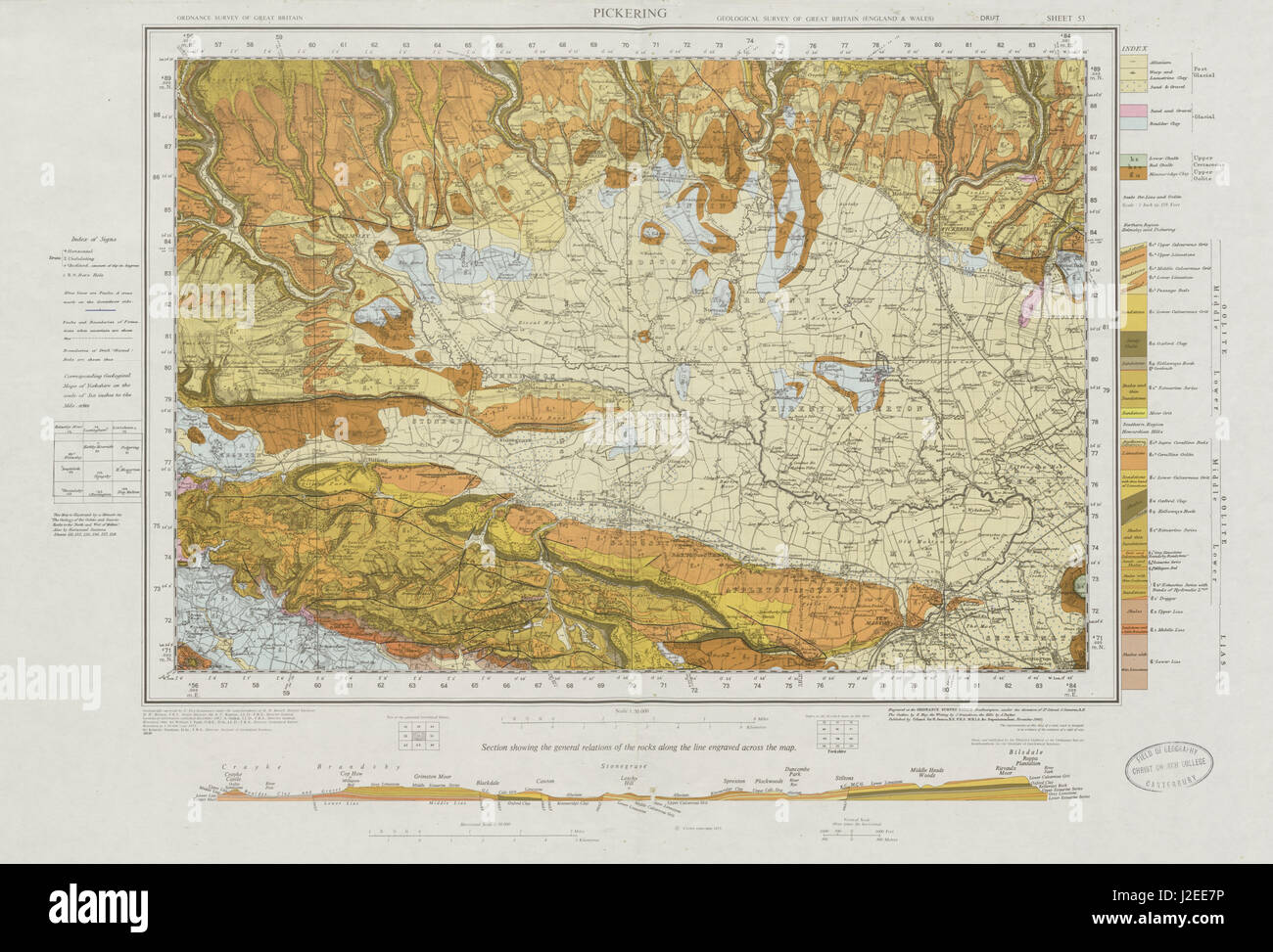 Pickering geological survey foglio 53 North York Moors Howardian Hills 1973 mappa Foto Stock