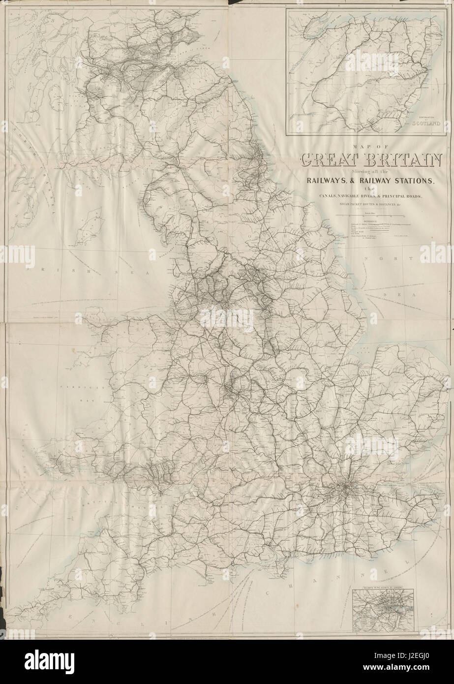 "Gran Bretagna che mostra tutte le ferrovie…". DOWER. 4 fogli. 133x95cm c1863 mappa Foto Stock