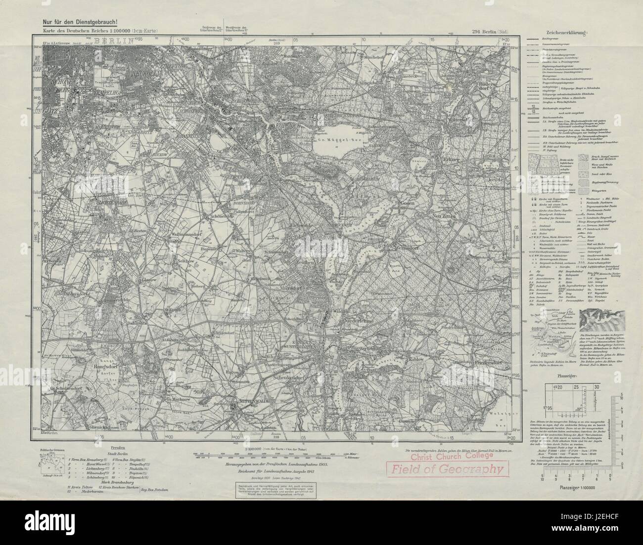 WW2 mappa nazista SE Berlin Foglio 294 Berlino (Süd) Teltow Köpenick Tempelhof 1943 Foto Stock
