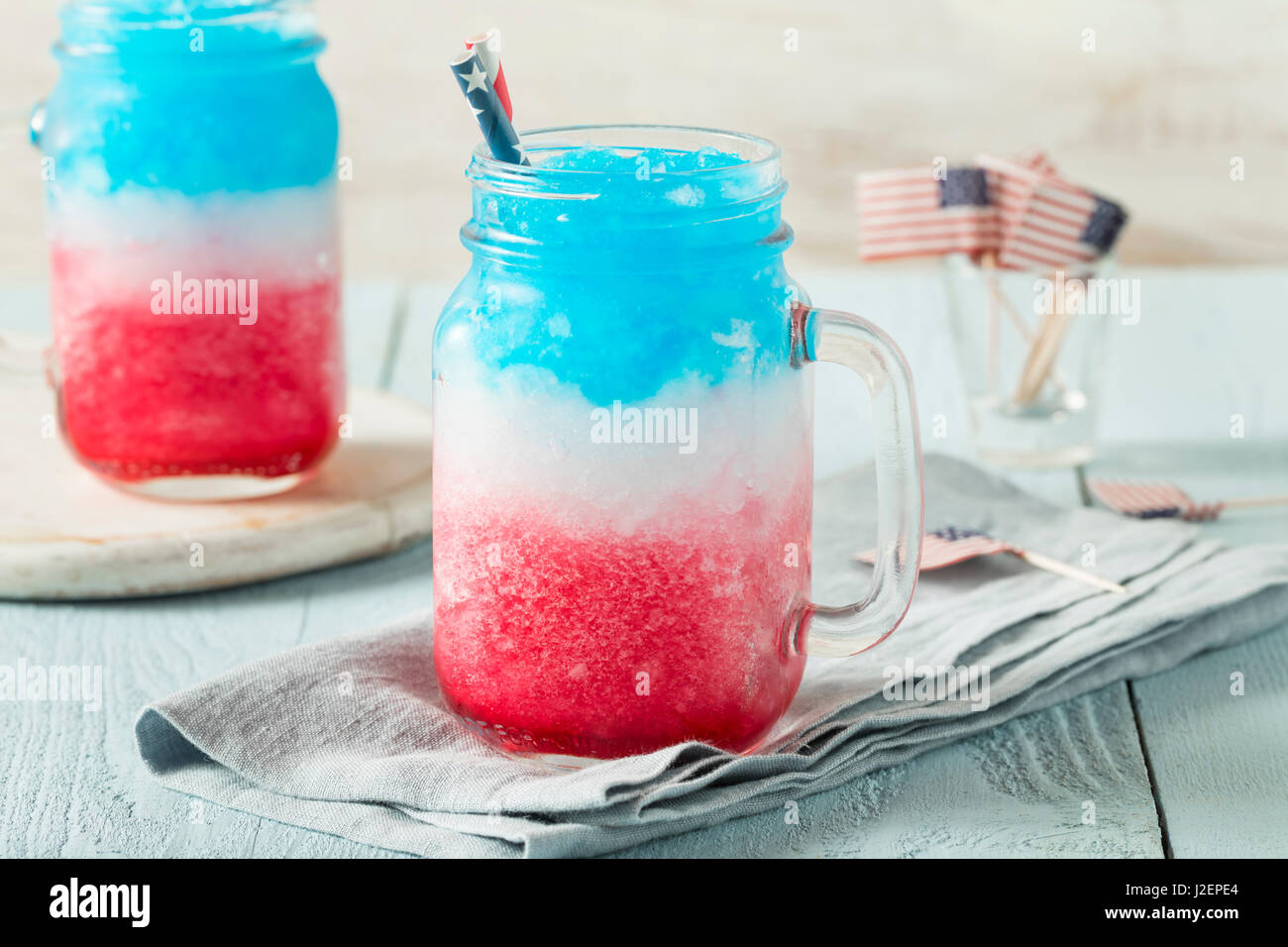 In casa patriottica Bianco rosso e blu Slushie Cocktail con vodka Foto Stock