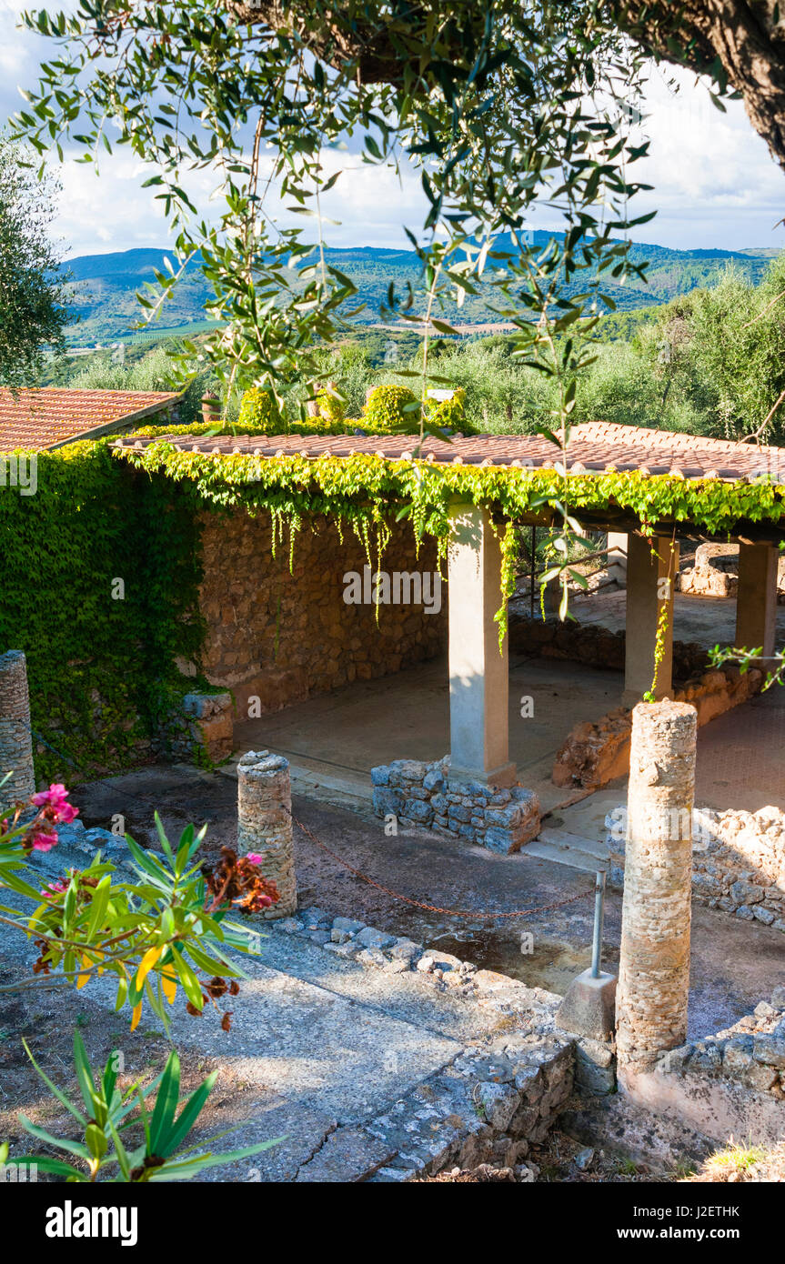 Scheletri casa, città romana di Cosa, Ansedonia, Provincia di Grosseto, Toscana, Italia Foto Stock