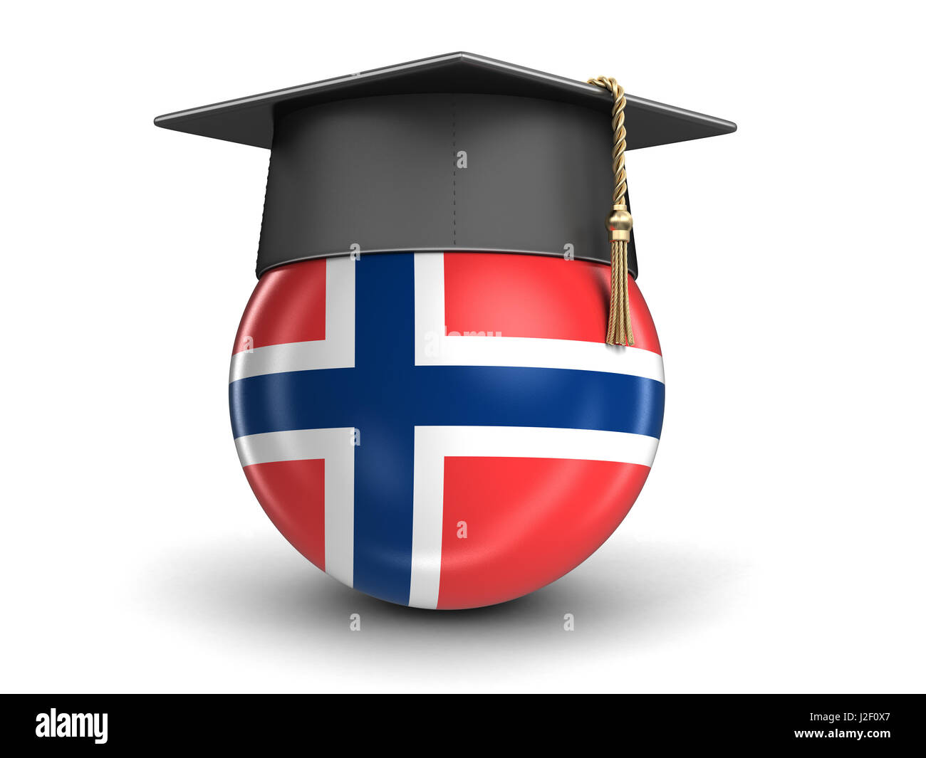 Tappo di graduazione e bandiera norvegese. Immagine con tracciato di ritaglio Foto Stock