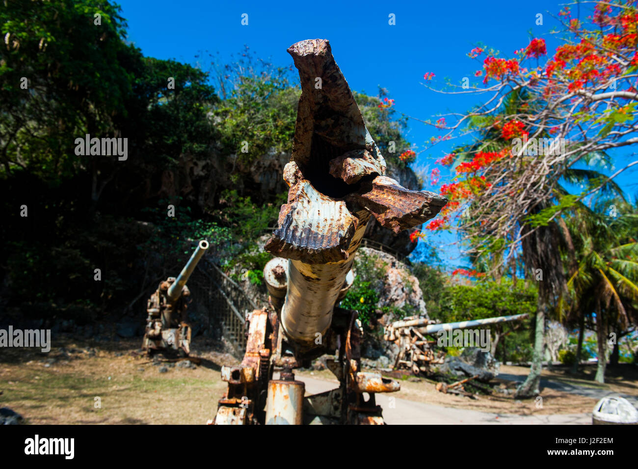 Ultimo comando giapponese Post da WW II, Saipan, Marianne settentrionali, Pacifico centrale Foto Stock