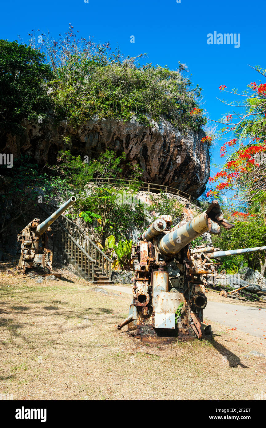 Ultimo comando giapponese Post da WW II, Saipan, Marianne settentrionali, Pacifico centrale Foto Stock