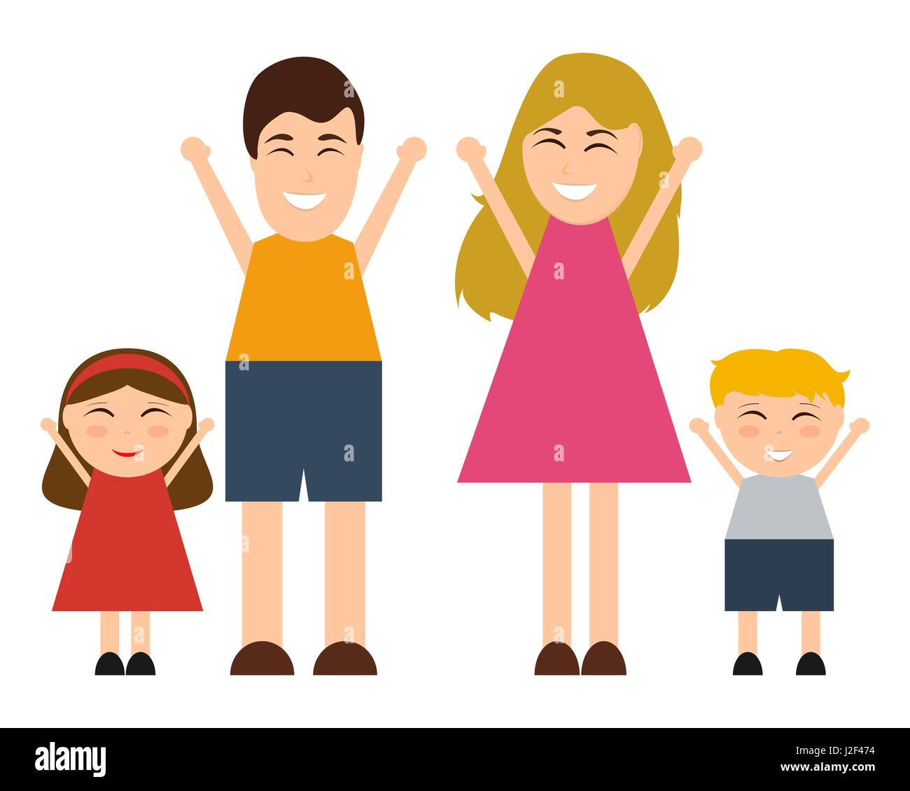 Funny felice famiglia cartoon Illustrazione Vettoriale