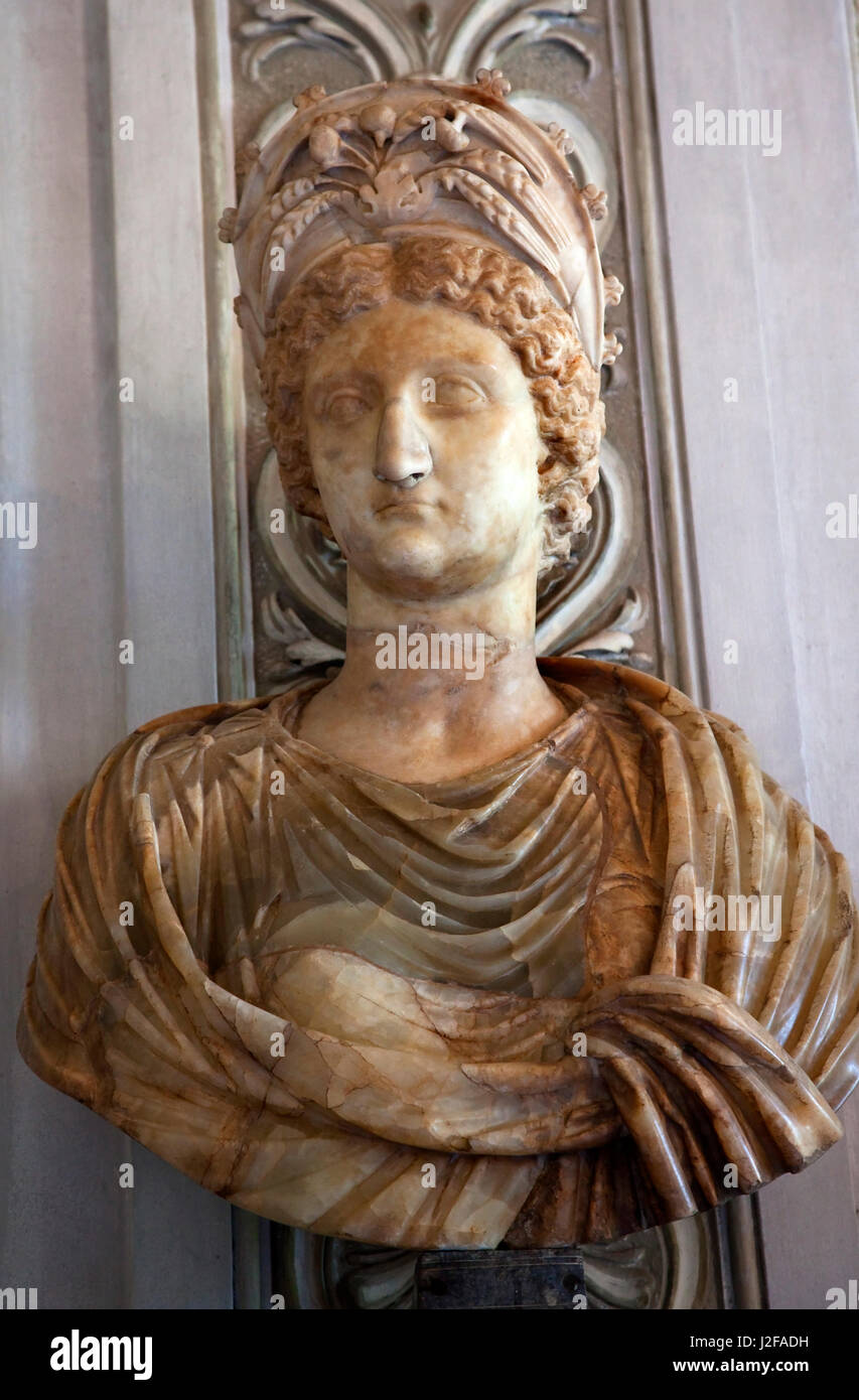 Statua Busto di imperatrice Livia, moglie di Cesare Augusto, Museo Capitolino, Roma, Italia Foto Stock
